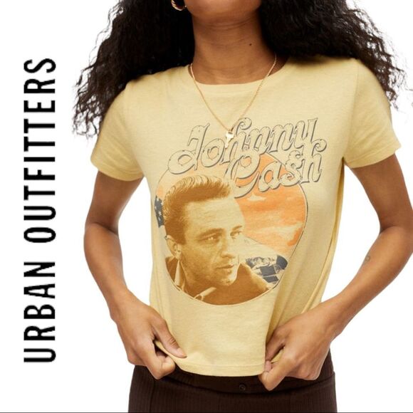 NEW Johnny Cash Urban Outfitters UO Yellow Baby Shirt T-Shirt Tee M L - Picture 1 of 3